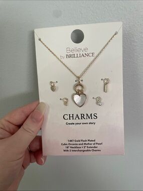 Golden  Heart Charm Necklace with Interchangeable Charms